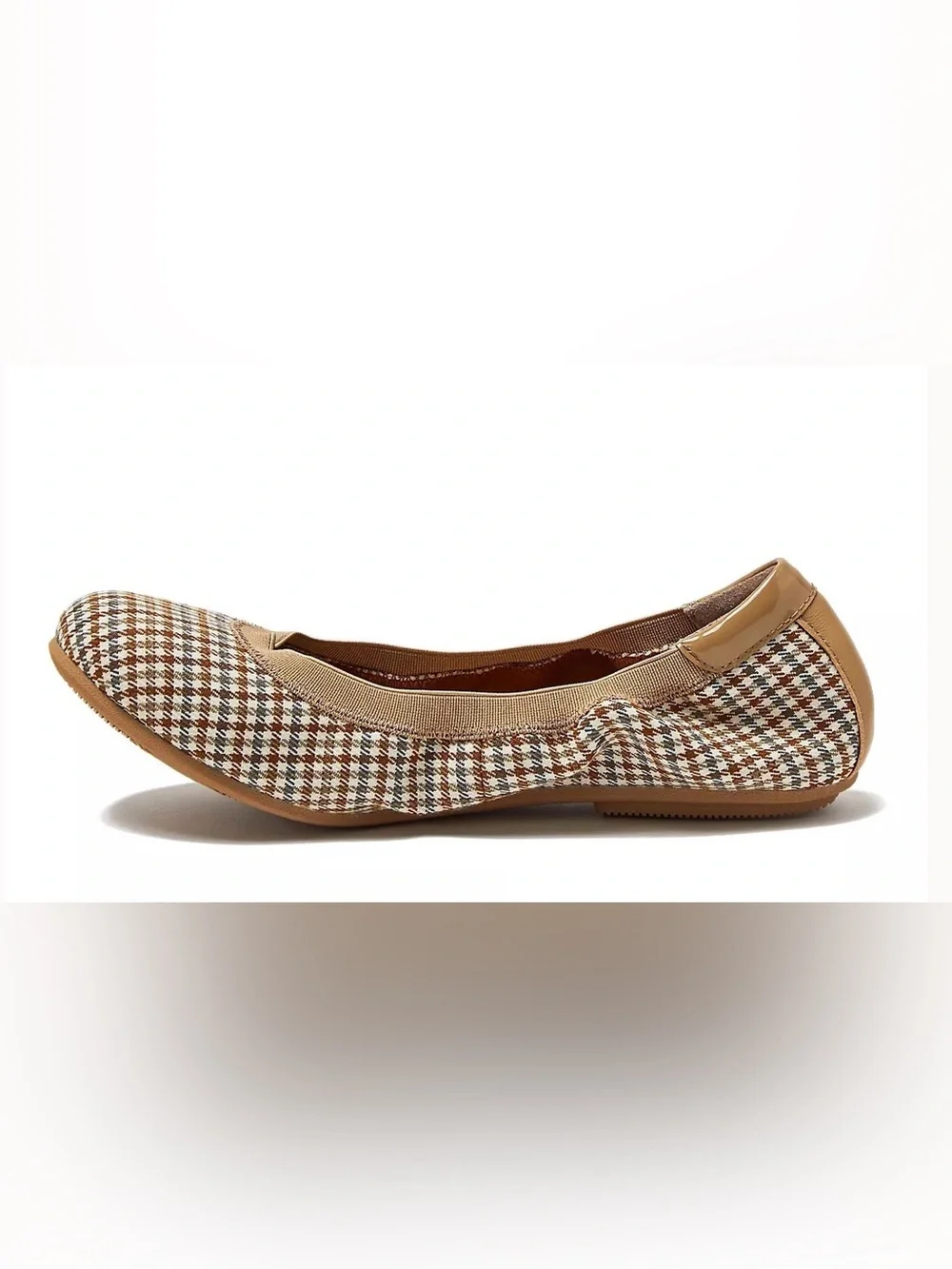 Lands’ End Women’s comfort slip on ballet flats in  desert tan multi plaid Sz 9